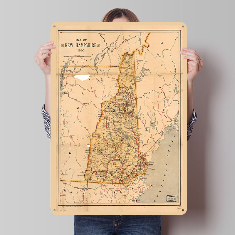 Custom Map Poster - New Hampshire Map 1890 Poster Customized