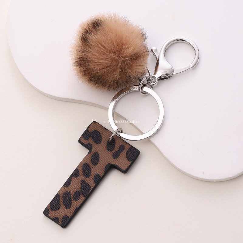 Fashion Leopard English Alphab - Monogram Keychain Leather avaliação e preço