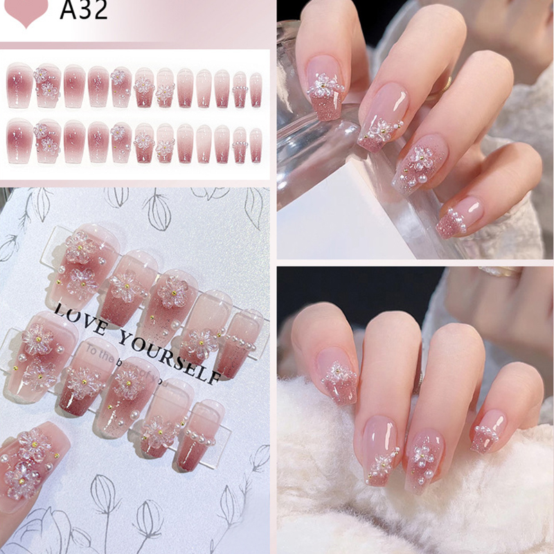 24pcs Medium Long Acrylic Fake - Pressed Flower Art avaliação e preço