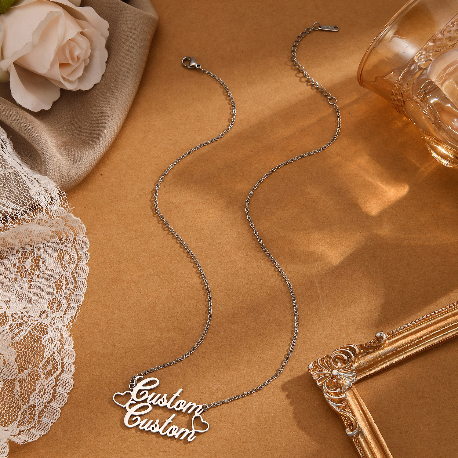 1pc Stainless Steel Customized - Name Necklace Custom avaliação e preço