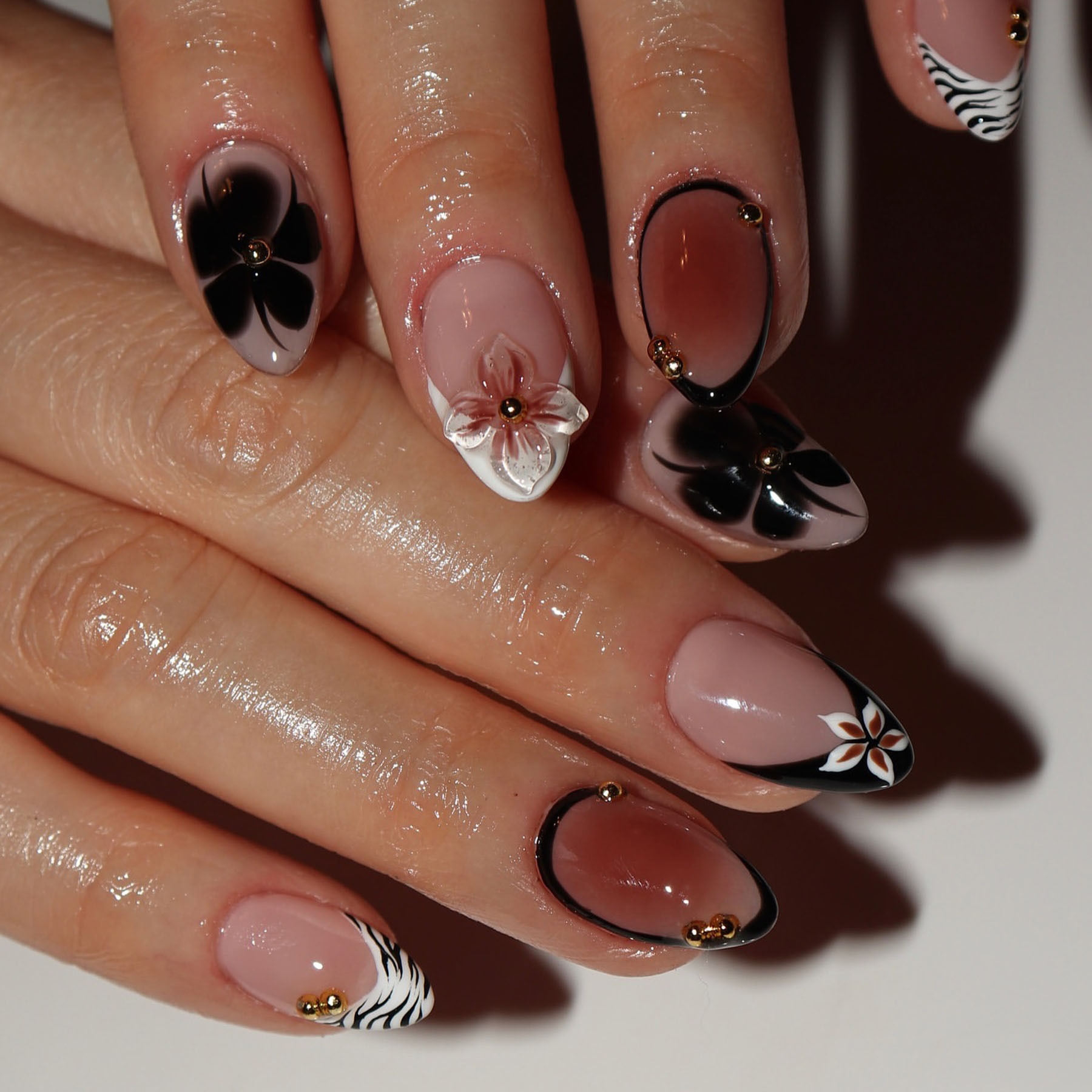 24pcs Flower False Nails Brown - Pressed Flower Art avaliação e preço