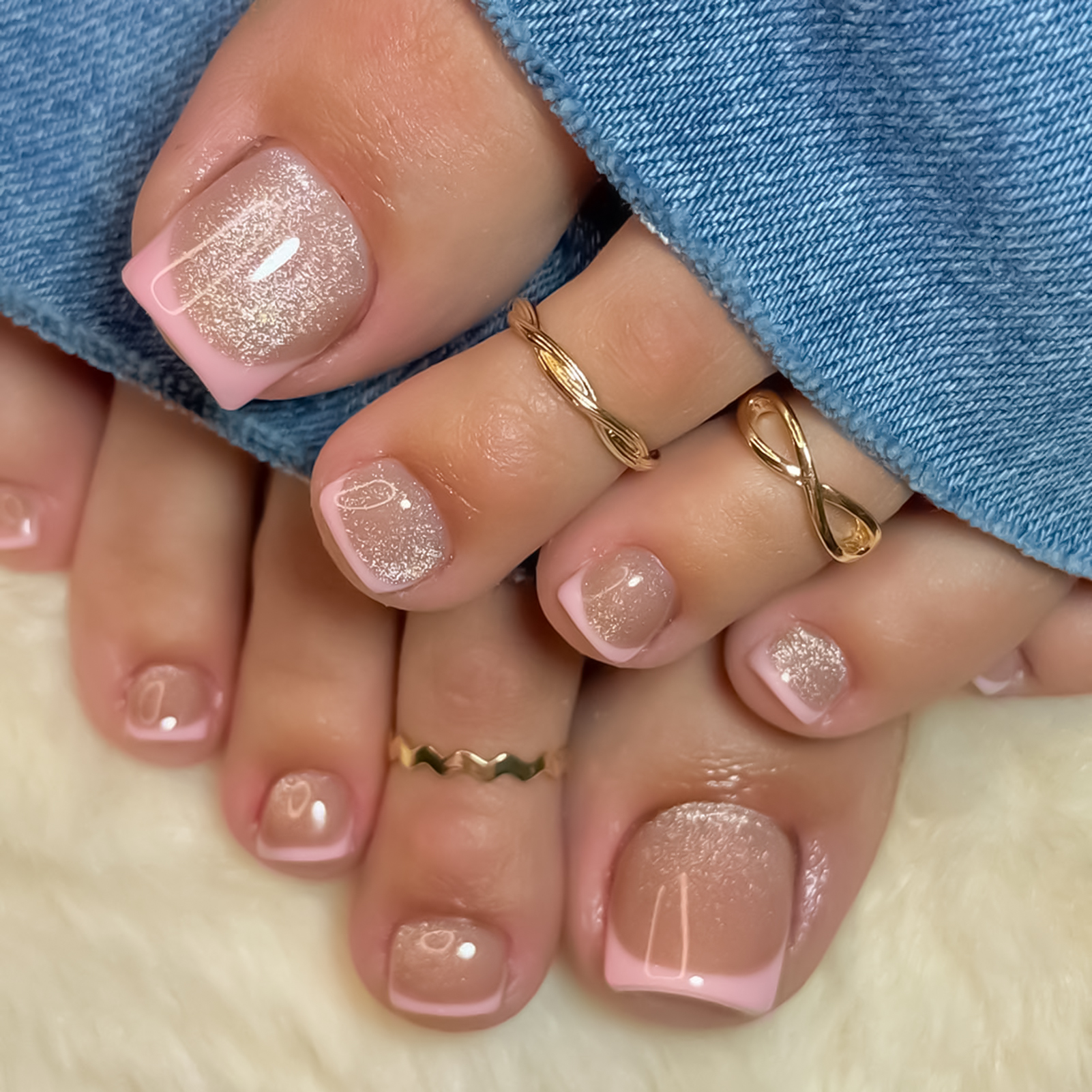 Nude Pink Color Fake Toenails  - Pressed Flower Art avaliação e preço