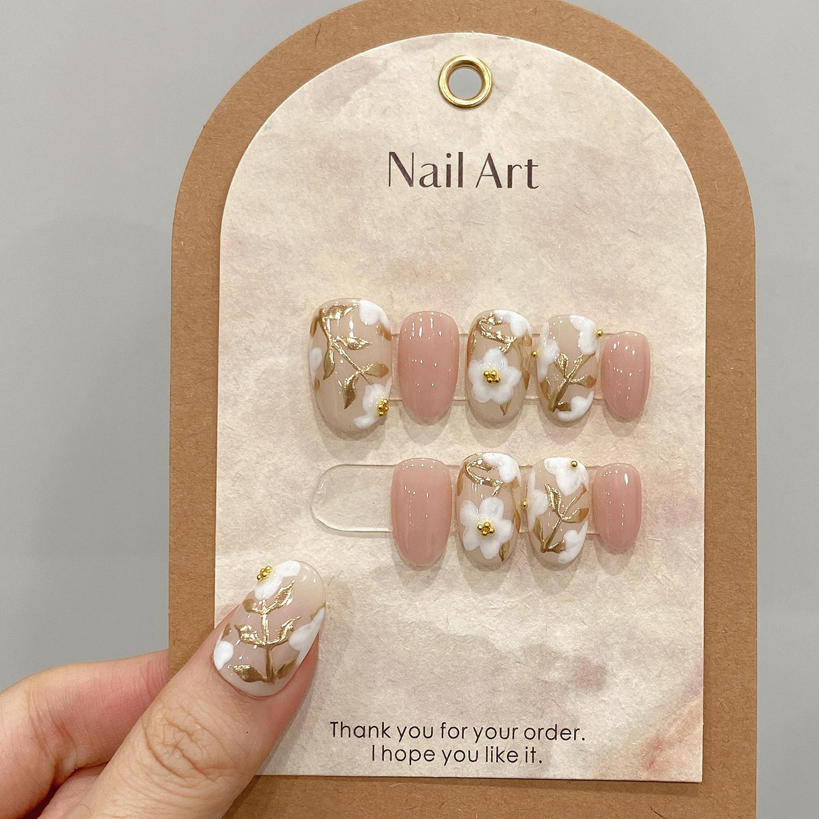Handmade Press on Nails with W - Pressed Flower Art avaliação e preço