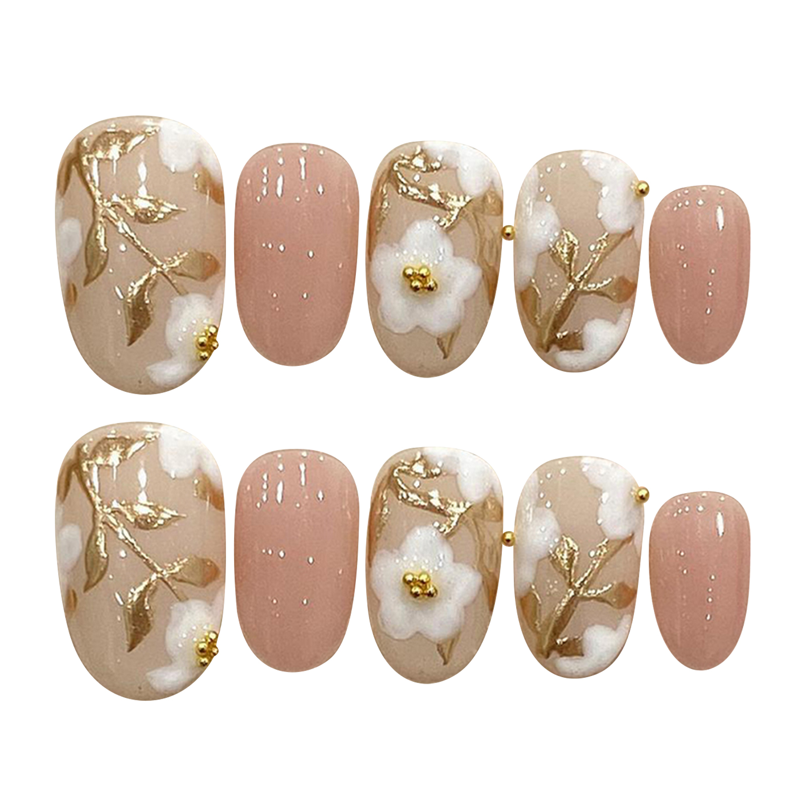 Handmade Press on Nails with W - Pressed Flower Art avaliação e preço