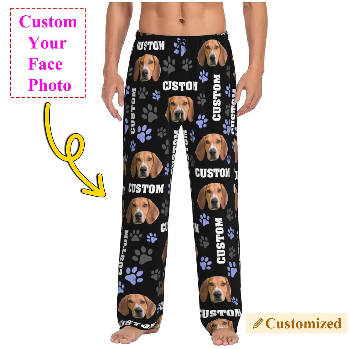 Men Custom Dog Photo Pajama Pa - Pet Portrait Custom avaliação e preço