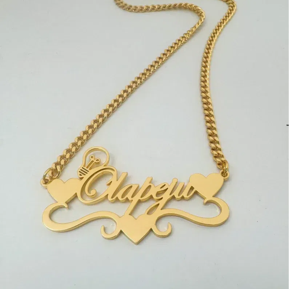 Handcrafted Gold Color Name Ne - Name Necklace Custom avaliação e preço