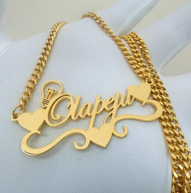 Handcrafted Gold Color Name Ne - Name Necklace Custom avaliação e preço