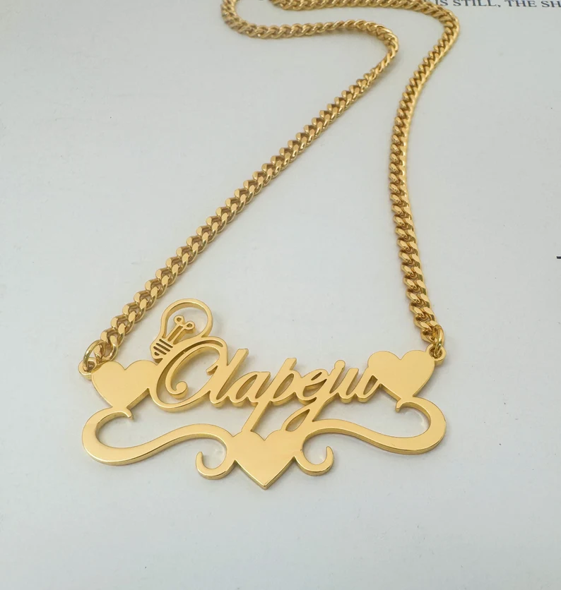 Handcrafted Gold Color Name Ne - Name Necklace Custom avaliação e preço