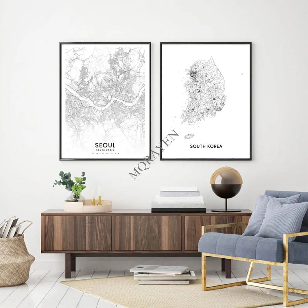 South Korea Map Black and Whit - Custom Star Map avaliação e preço