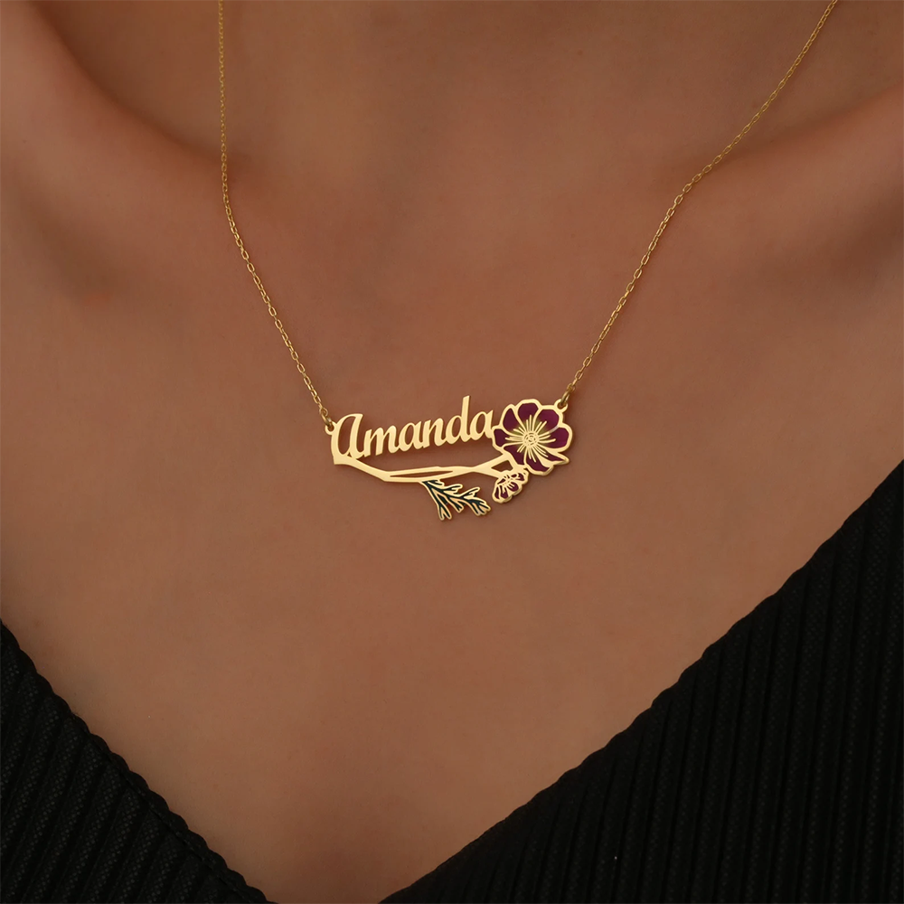 Personalized Colorfuls Birth F - Name Necklace Custom avaliação e preço