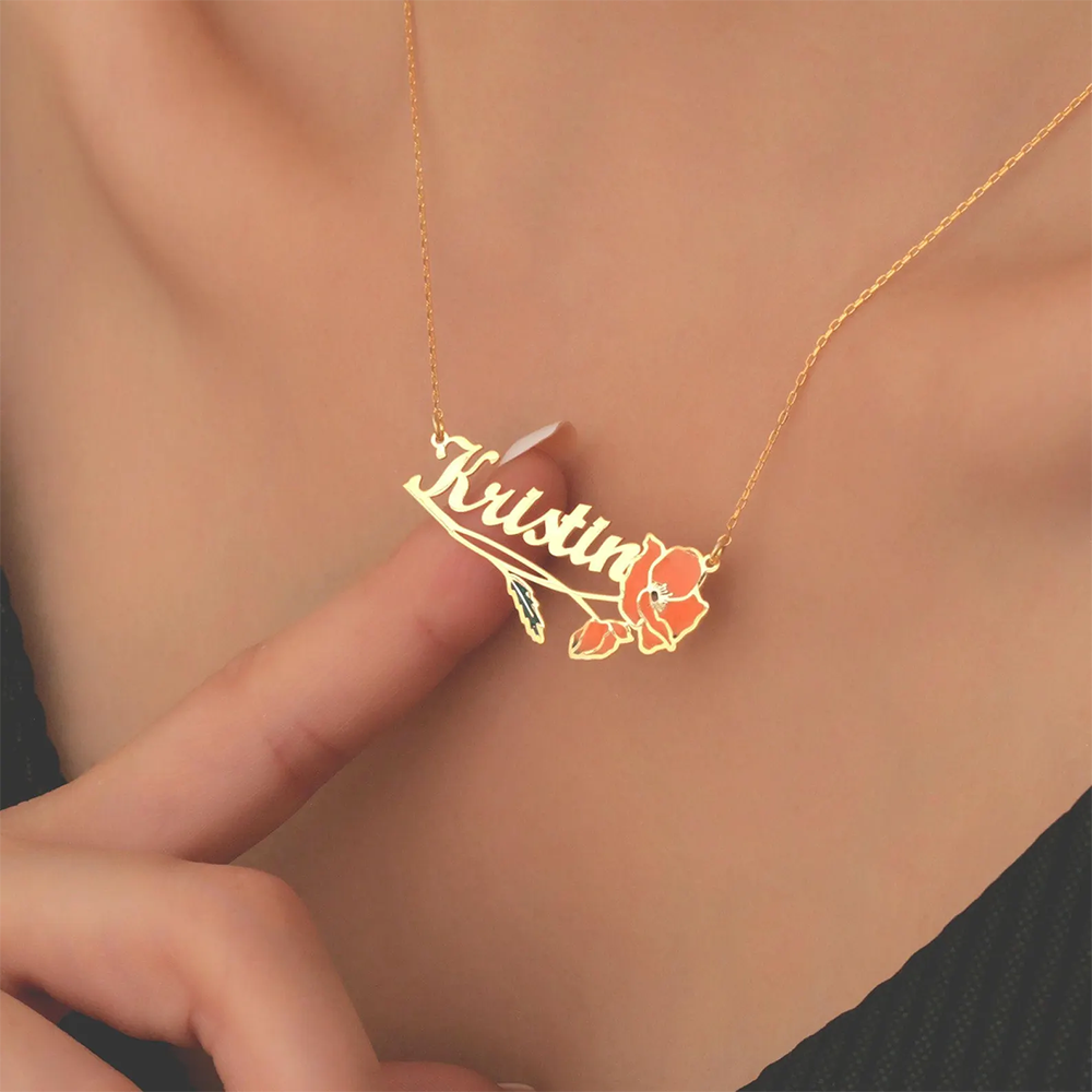 Personalized Colorfuls Birth F - Name Necklace Custom avaliação e preço