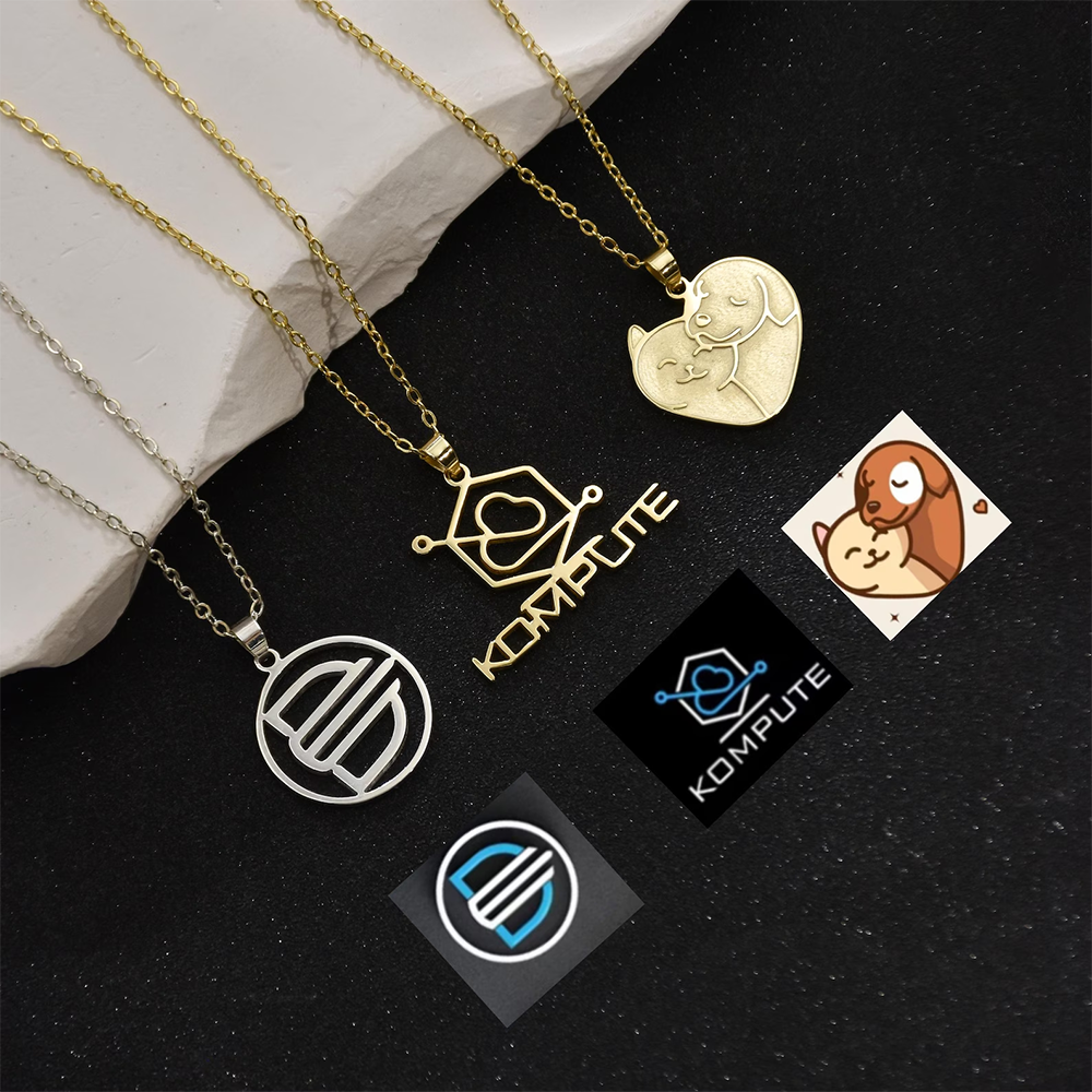 Custom Company Logo Necklace P - Name Necklace Custom avaliação e preço