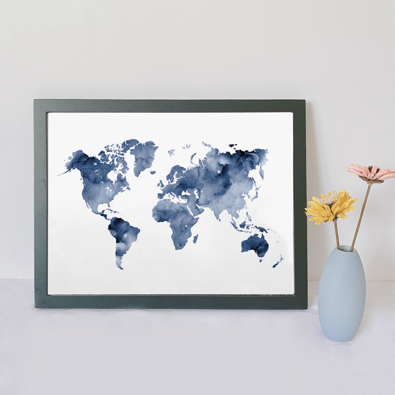 Blue World Map Print Navy Map  - Custom Star Map avaliação e preço