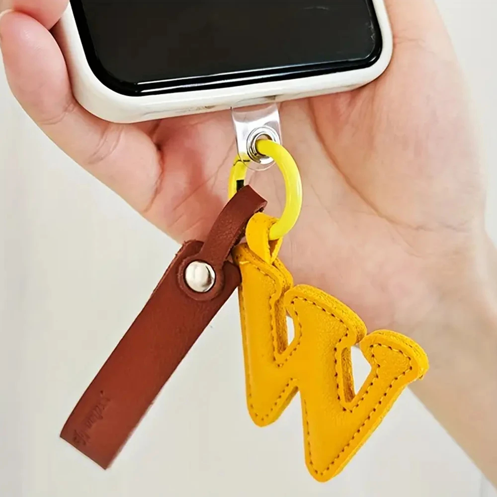 Creative PU Leather 26 Letter  - Monogram Keychain Leather avaliação e preço