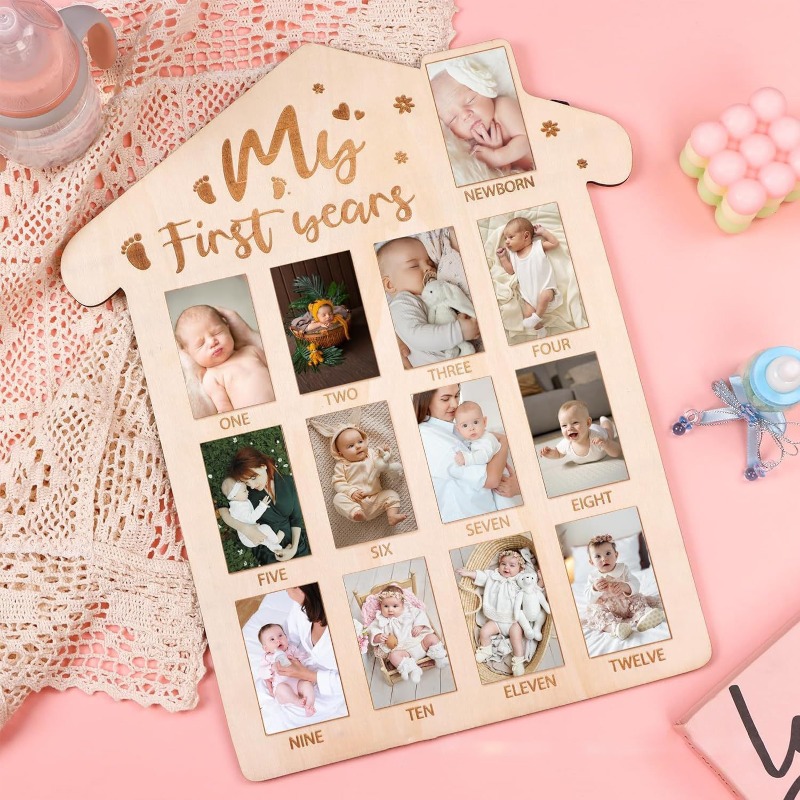 Wooden Baby Commemorative Phot - Engraved Wood Frame avaliação e preço