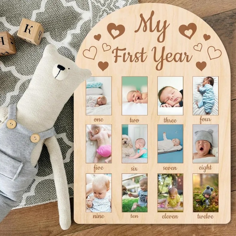 Wooden Baby Commemorative Phot - Engraved Wood Frame avaliação e preço