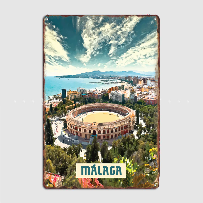 Málaga Vintage City Travel Pos - Custom Map Poster avaliação e preço