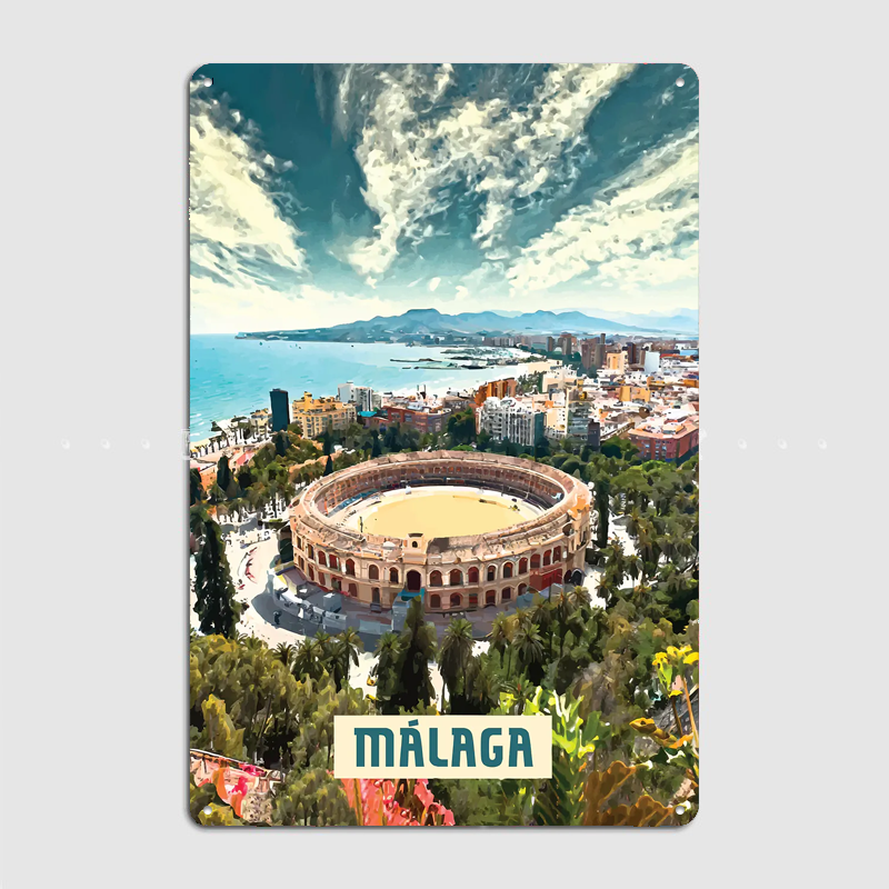 Málaga Vintage City Travel Pos - Custom Map Poster avaliação e preço