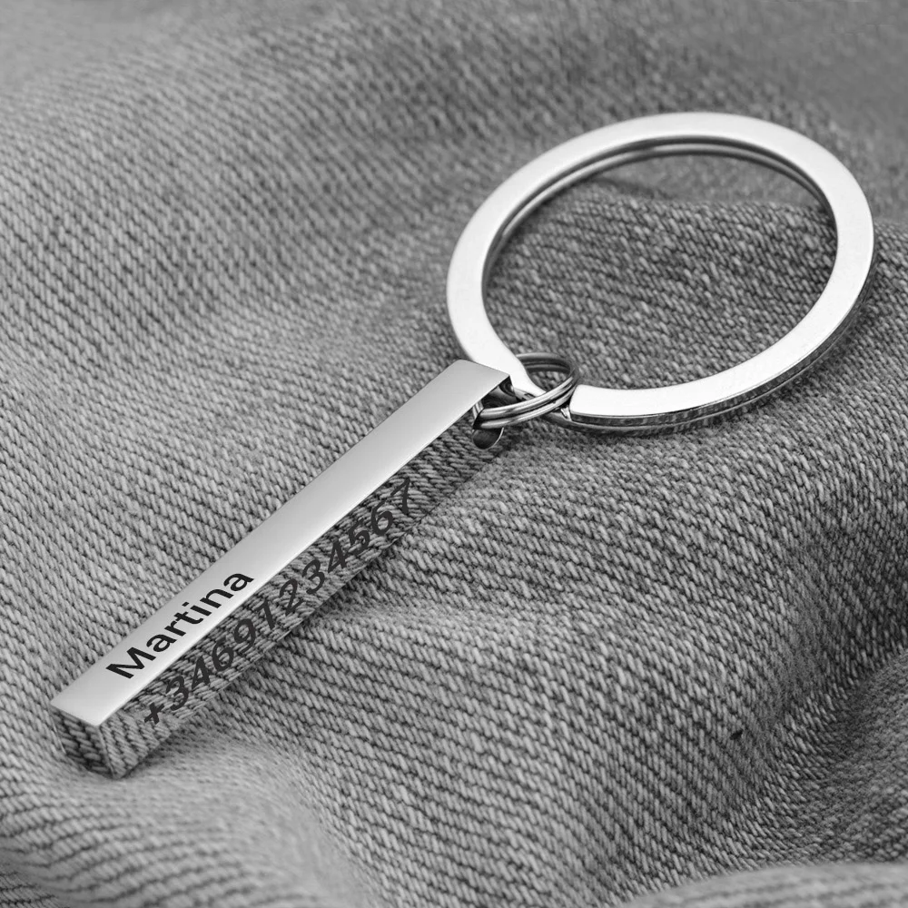 Personalized 3D Bar Keychain E - Initial Ring Custom avaliação e preço