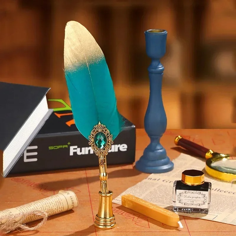 Creative Feather Dip Pen Ink S - Wax Seal Letter Kit avaliação e preço