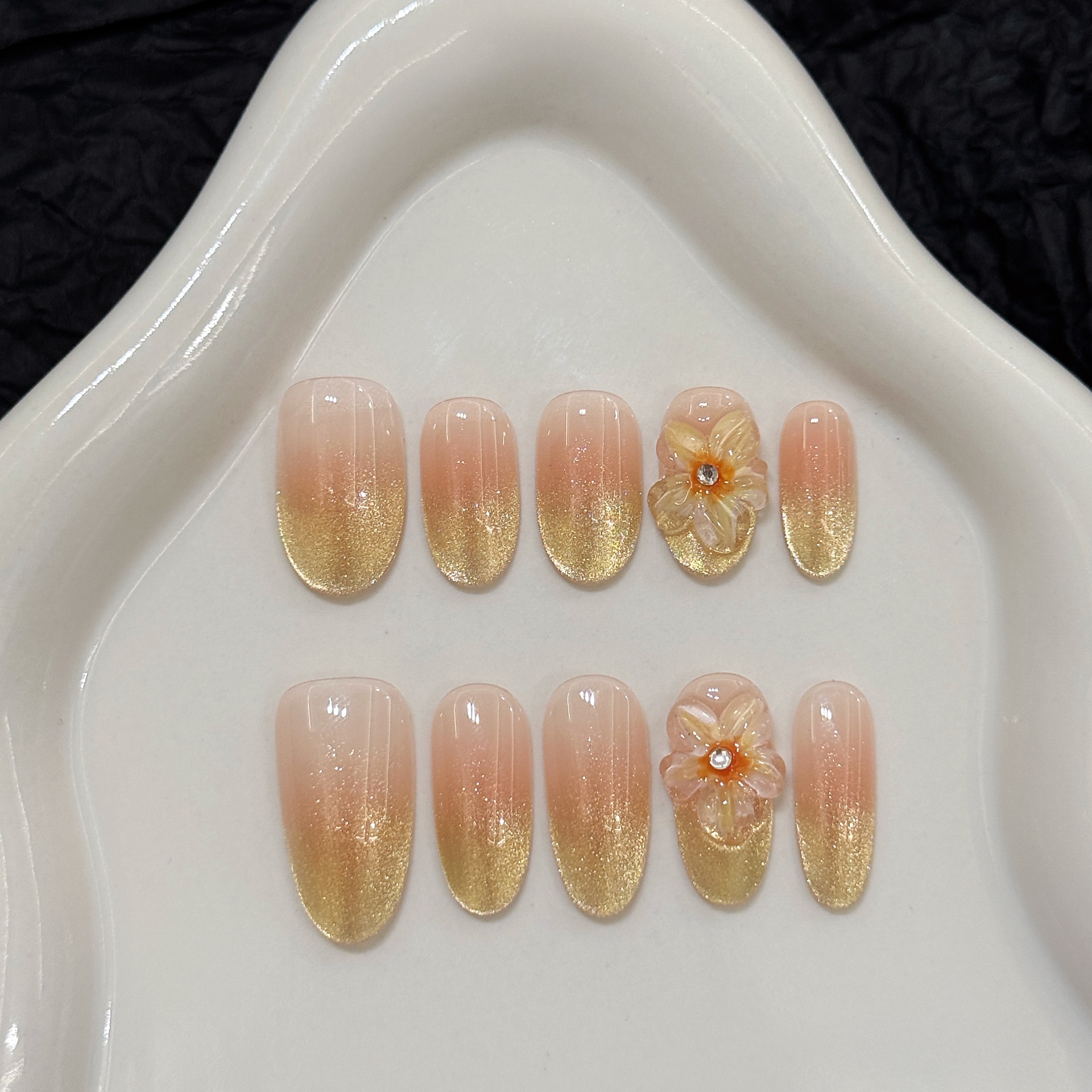 10pcs Handmade Press on Nails  - Pressed Flower Art avaliação e preço