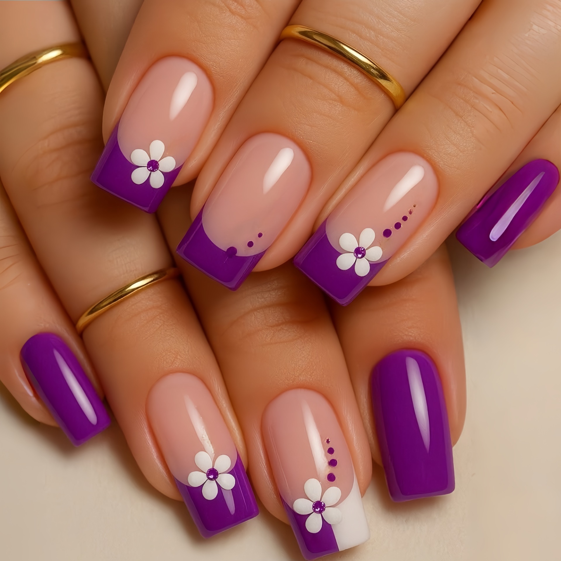 Medium square fake nails for w - Pressed Flower Art avaliação e preço
