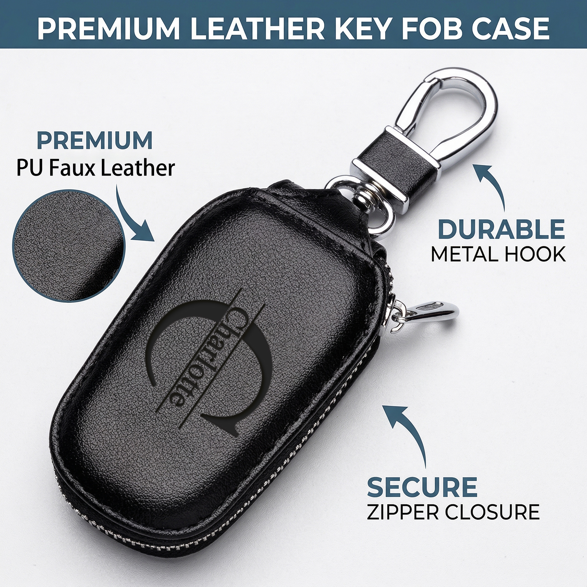 Personalized Custom Zipper Key - Monogram Keychain Leather avaliação e preço