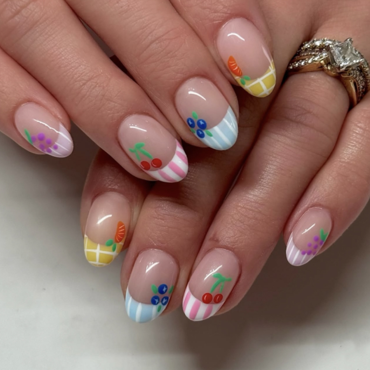 24Pcs Simple Almond Nails Tips - Pressed Flower Art avaliação e preço