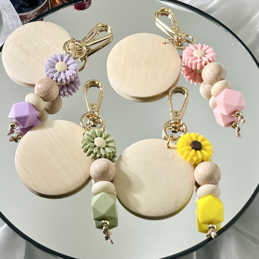 Creative Bamboo Pendant Keycha - Initial Ring Custom avaliação e preço