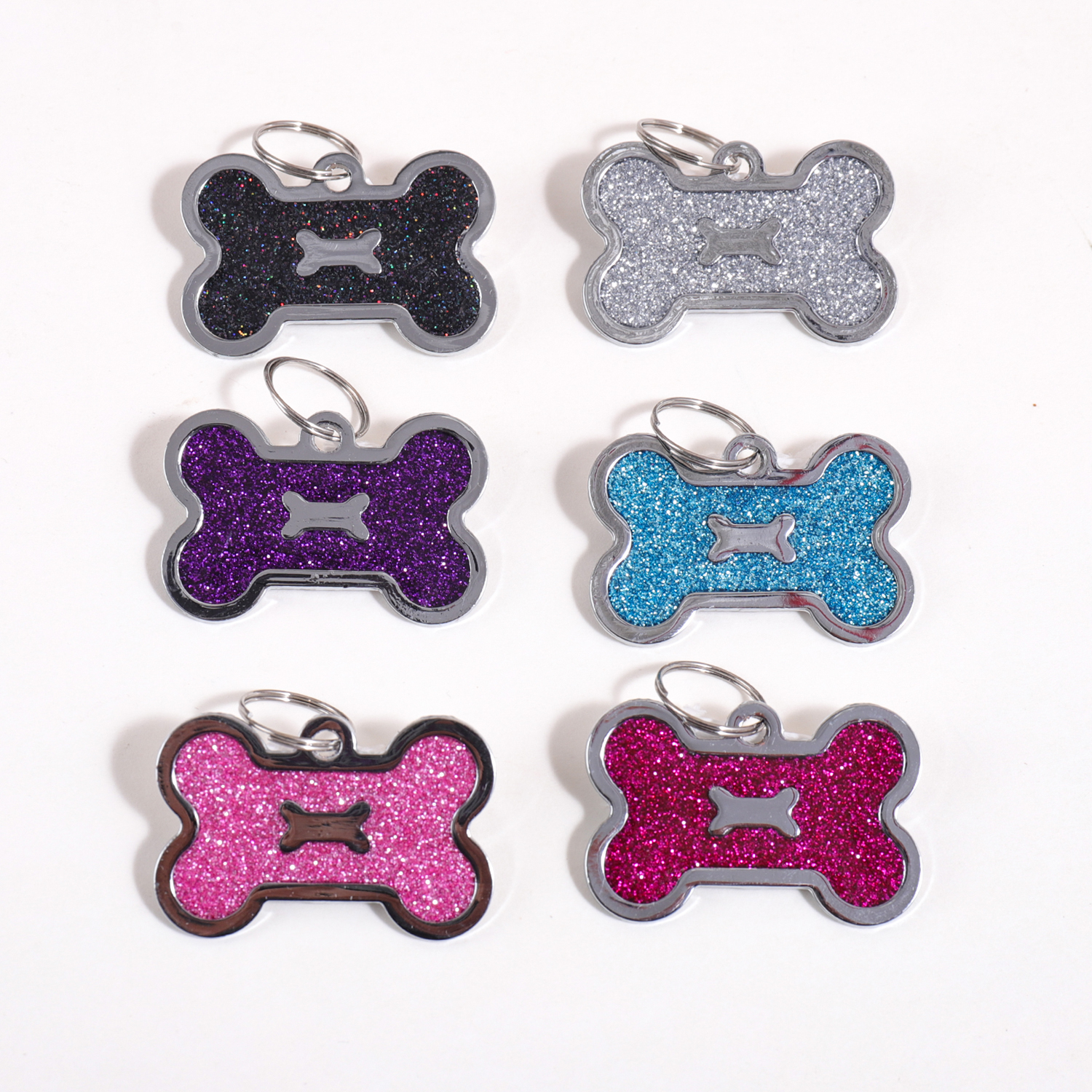 Glitter Custom Text Dog Tags C - Pet Portrait Custom avaliação e preço