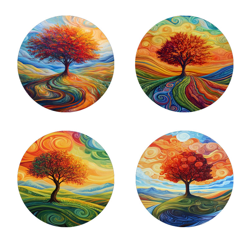 4 tree print coasters, suitabl - Family Tree Print avaliação e preço
