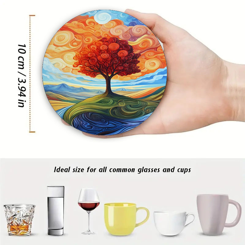 4 tree print coasters, suitabl - Family Tree Print avaliação e preço