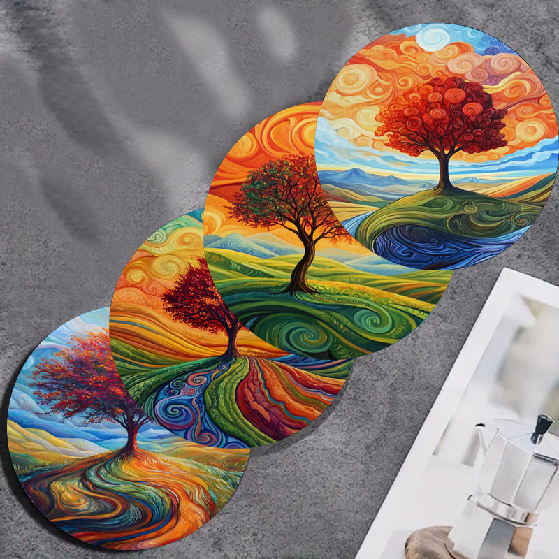 4 tree print coasters, suitabl - Family Tree Print avaliação e preço