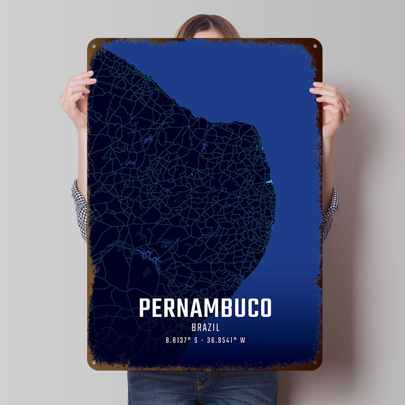 Pernambuco Midnight City Map M - Custom Map Poster avaliação e preço