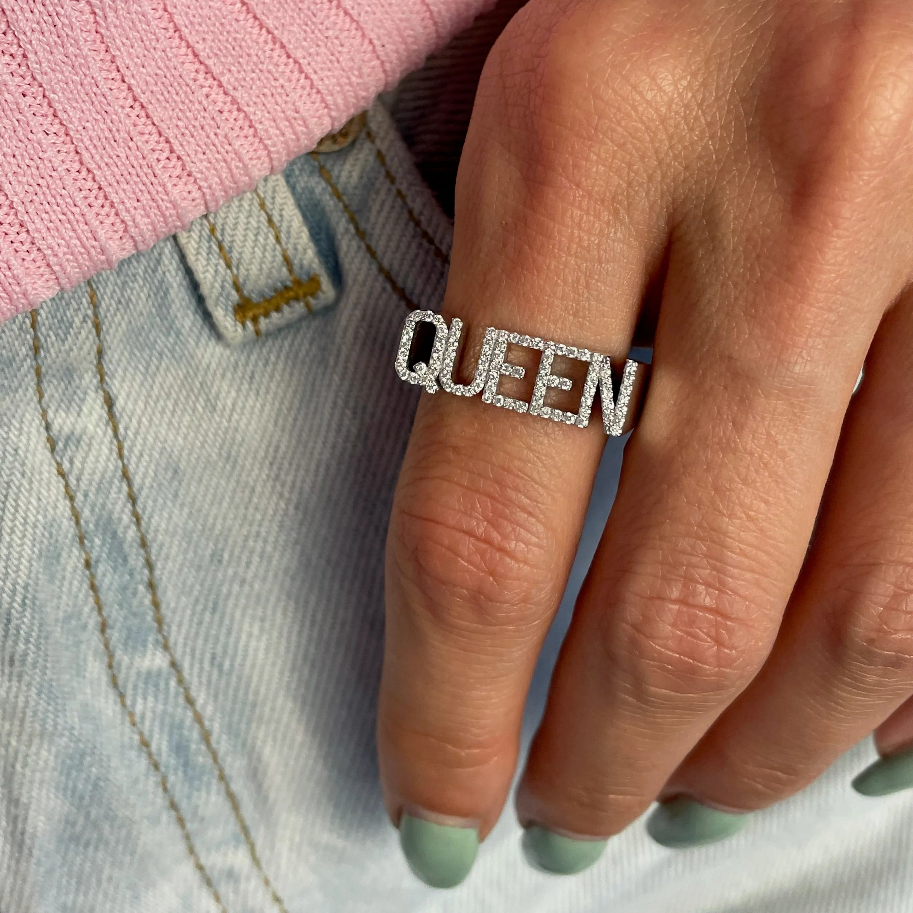 3D Name Ring Custom Diamond Na - Initial Ring Custom avaliação e preço