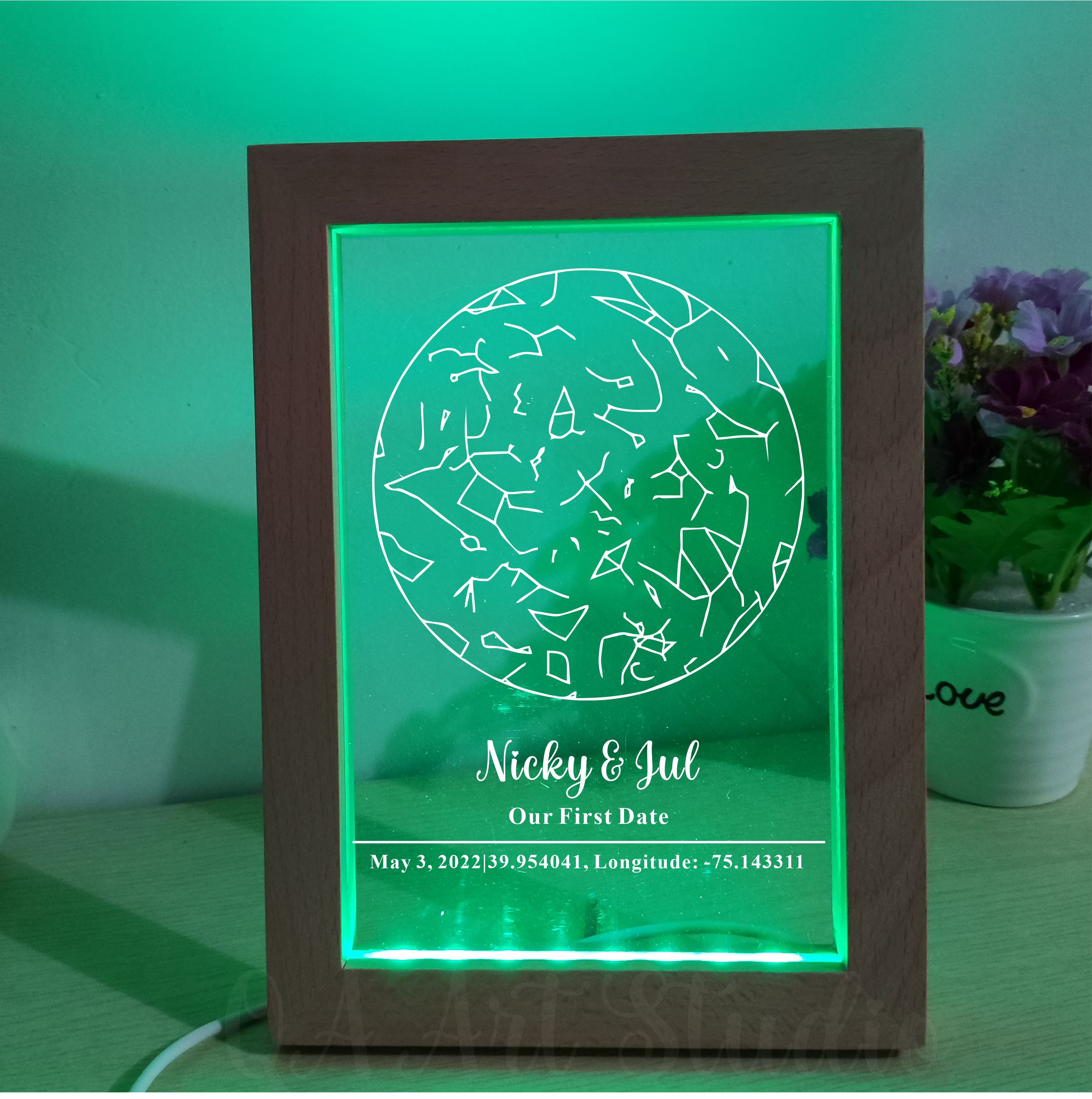 Personalized Wooden Acrylic Ni - Custom Star Map avaliação e preço