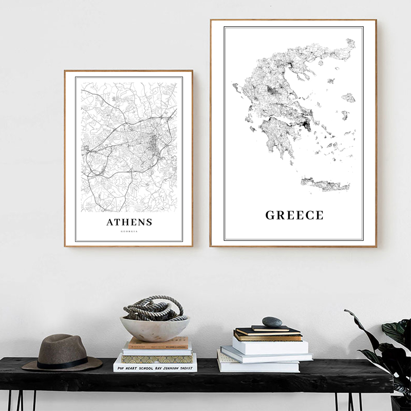 Greece Road Map Poster Black a - Custom Star Map avaliação e preço