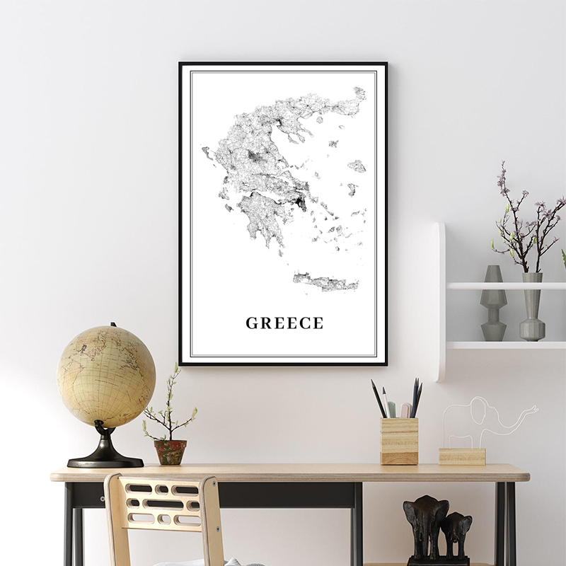 Greece Road Map Poster Black a - Custom Star Map avaliação e preço
