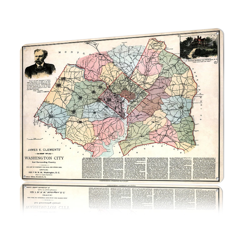 Map of Washington City Printed - Custom Map Poster avaliação e preço