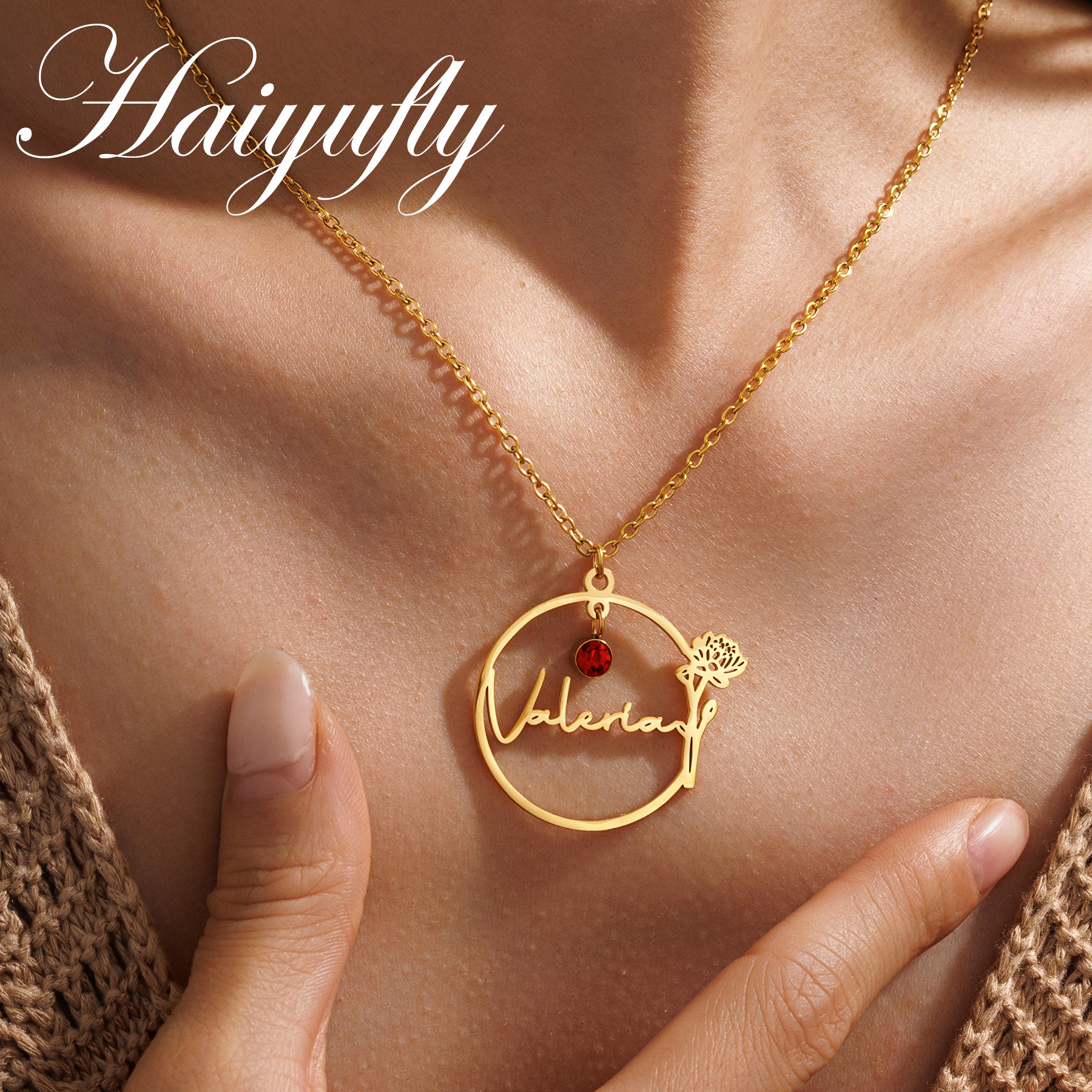 Haiyufly Custom Name Necklace  - Birth Flower Necklace avaliação e preço