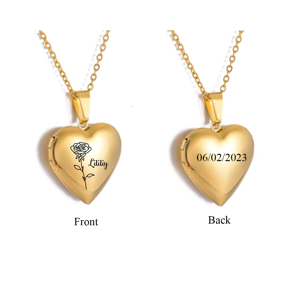 Custom Personalized Heart Birt - Birth Flower Necklace avaliação e preço