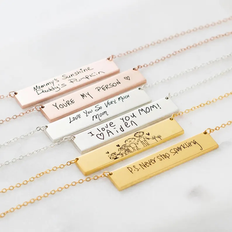 Custom Handwriting Name Bar Pe - Handwriting Necklace Bar avaliação e preço