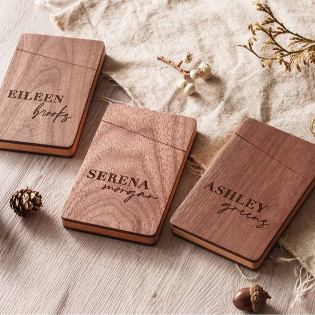 Business Card Holder Wooden Of - Personalized Name Box avaliação e preço