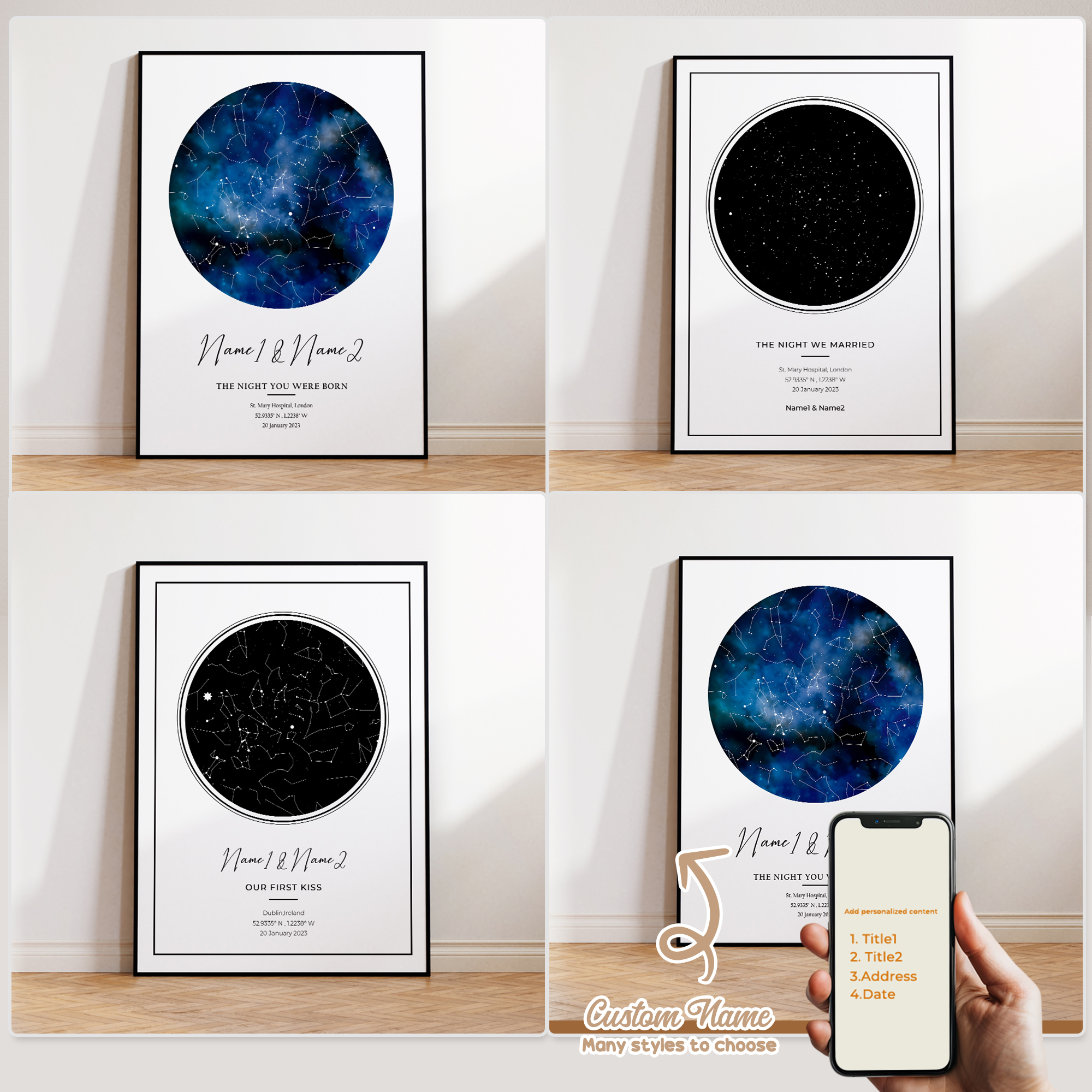 Modern Custom Personalized Nig - Custom Star Map avaliação e preço