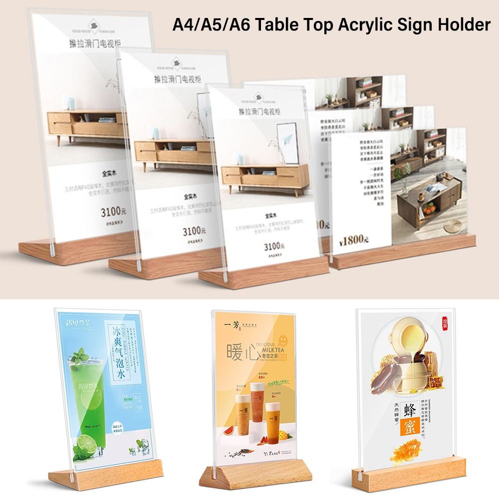 Durable Acrylic Table Top Sign - Engraved Wood Frame avaliação e preço