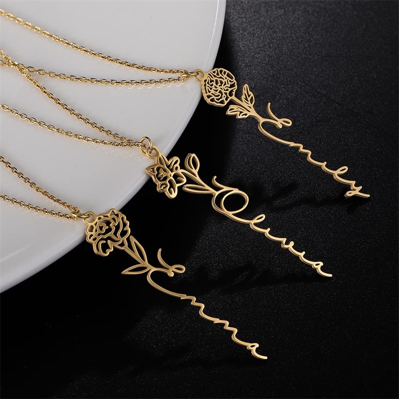 Personalized Birth Flower Name - Birth Flower Necklace avaliação e preço