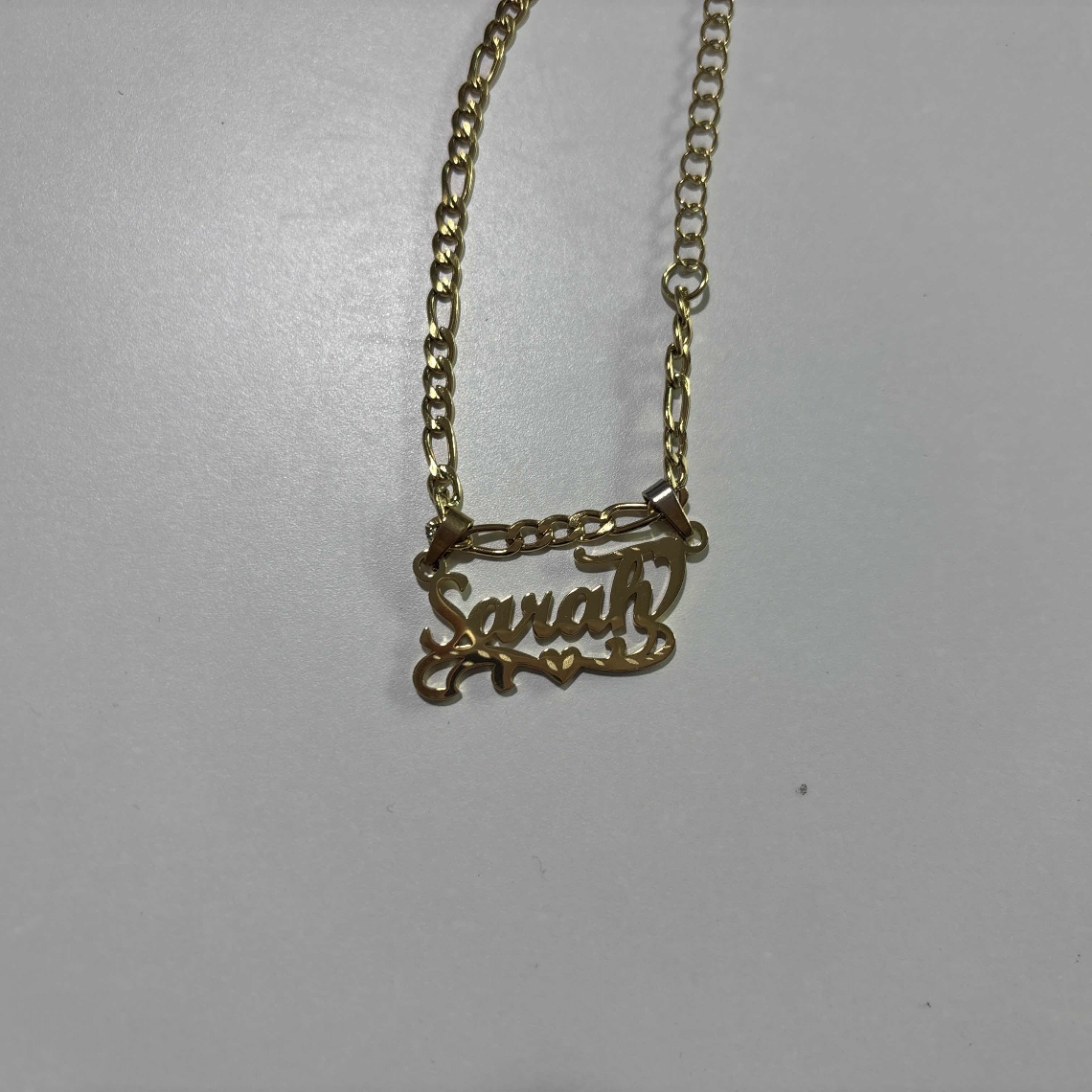 Custom Figaro Chain Heart Name - Name Necklace Custom avaliação e preço
