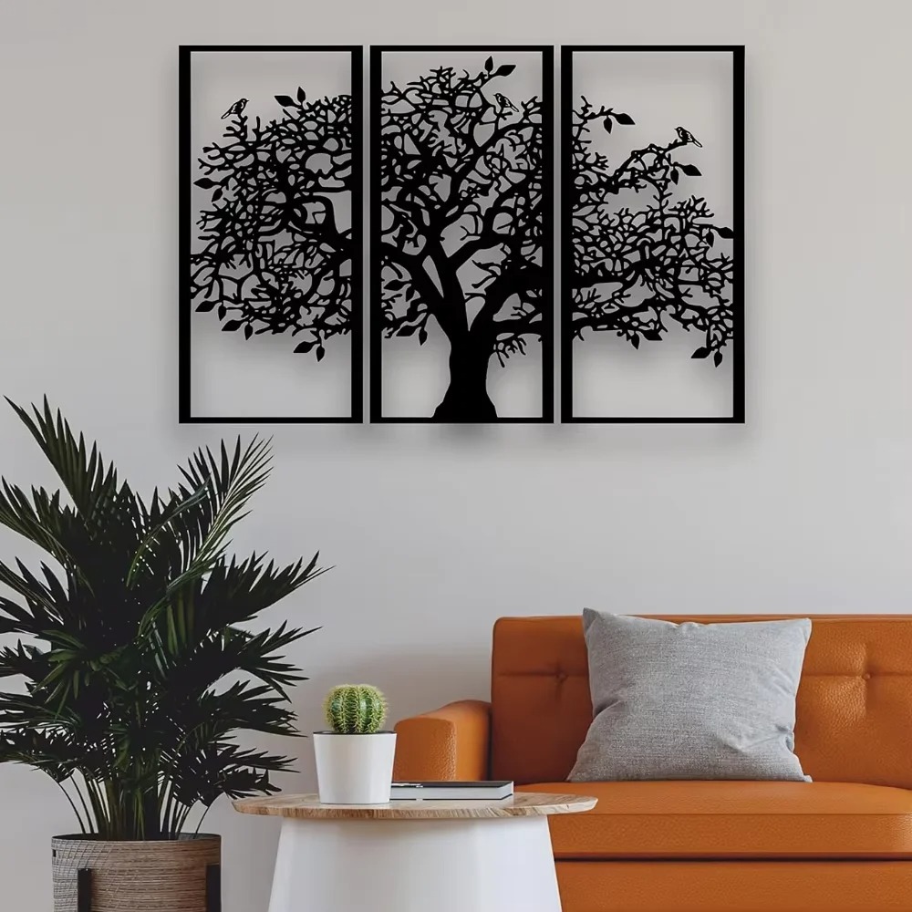 3Pcs Family Tree Metal Wall De - Family Tree Print avaliação e preço