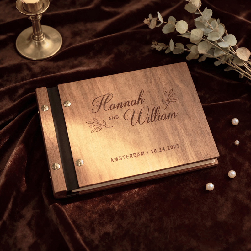 Personalized Wooden Wedding Gu - Custom Photo Book avaliação e preço