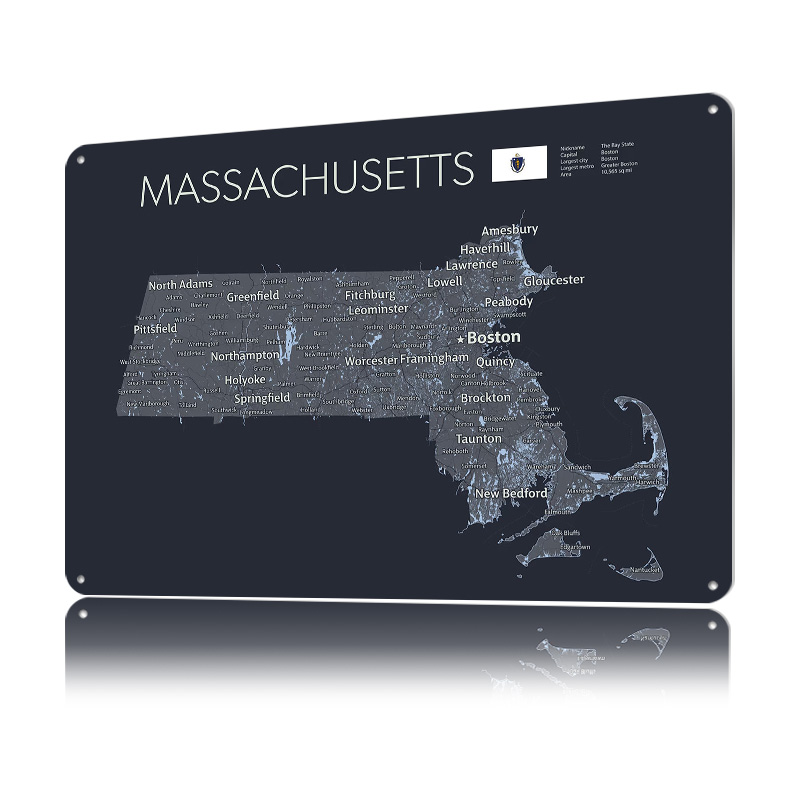 MASSACHUSETTS Map Tinplate Pos - Custom Map Poster avaliação e preço